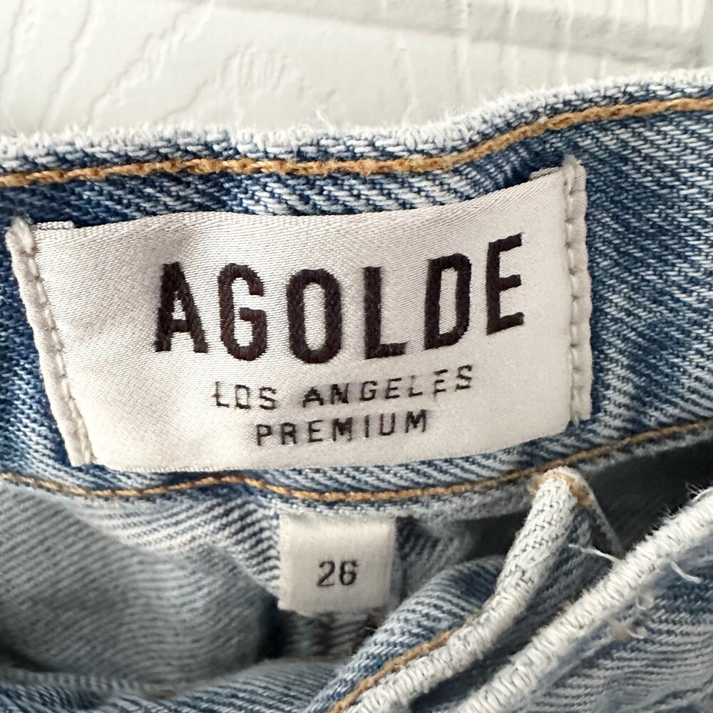 Agolde Parker Vintage Distressed Cut Off Denim Shorts in Swapmeet 26 - Picture 10 of 14